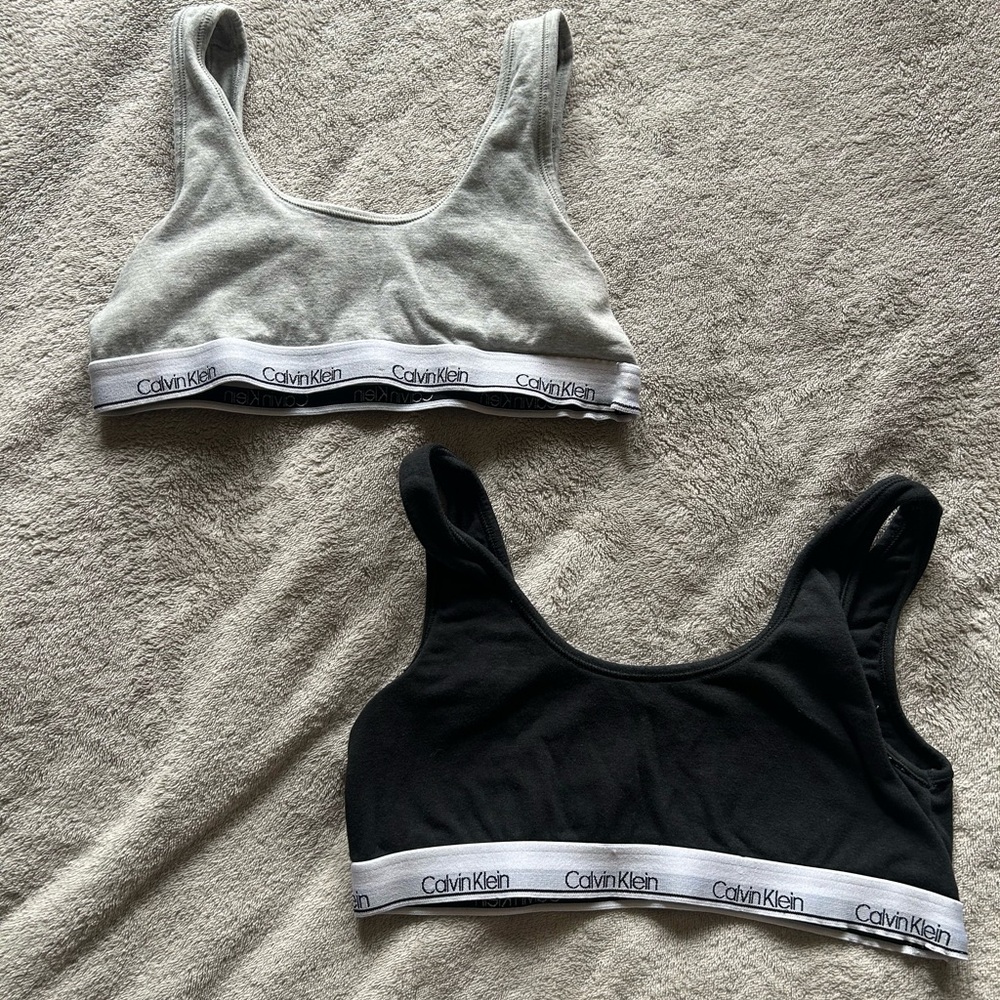 Calvin Klein Girls Cotton Bralette Set - Black & Light Gray